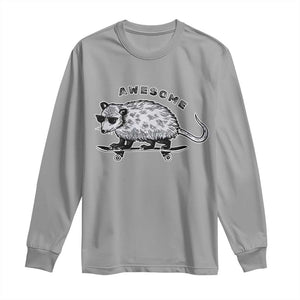 Funny Opossum Meme Long Sleeve Shirt Awesome Possum Cool 90s Retro Vintage Animal Lover TS02 Sport Gray Print Your Wear