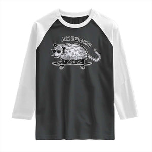 Funny Opossum Meme Raglan Shirt Awesome Possum Cool 90s Retro Vintage Animal Lover TS02 Black White Print Your Wear