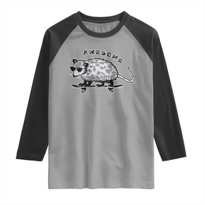 Funny Opossum Meme Raglan Shirt Awesome Possum Cool 90s Retro Vintage Animal Lover TS02 Sport Gray Black Print Your Wear