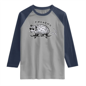 Funny Opossum Meme Raglan Shirt Awesome Possum Cool 90s Retro Vintage Animal Lover TS02 Sport Gray Navy Print Your Wear