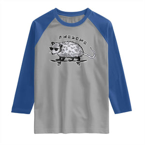 Funny Opossum Meme Raglan Shirt Awesome Possum Cool 90s Retro Vintage Animal Lover TS02 Sport Gray Royal Print Your Wear