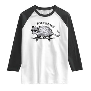 Funny Opossum Meme Raglan Shirt Awesome Possum Cool 90s Retro Vintage Animal Lover TS02 White Black Print Your Wear