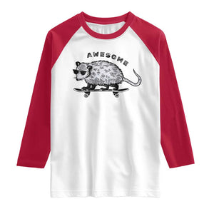 Funny Opossum Meme Raglan Shirt Awesome Possum Cool 90s Retro Vintage Animal Lover TS02 White Red Print Your Wear