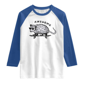 Funny Opossum Meme Raglan Shirt Awesome Possum Cool 90s Retro Vintage Animal Lover TS02 White Royal Print Your Wear