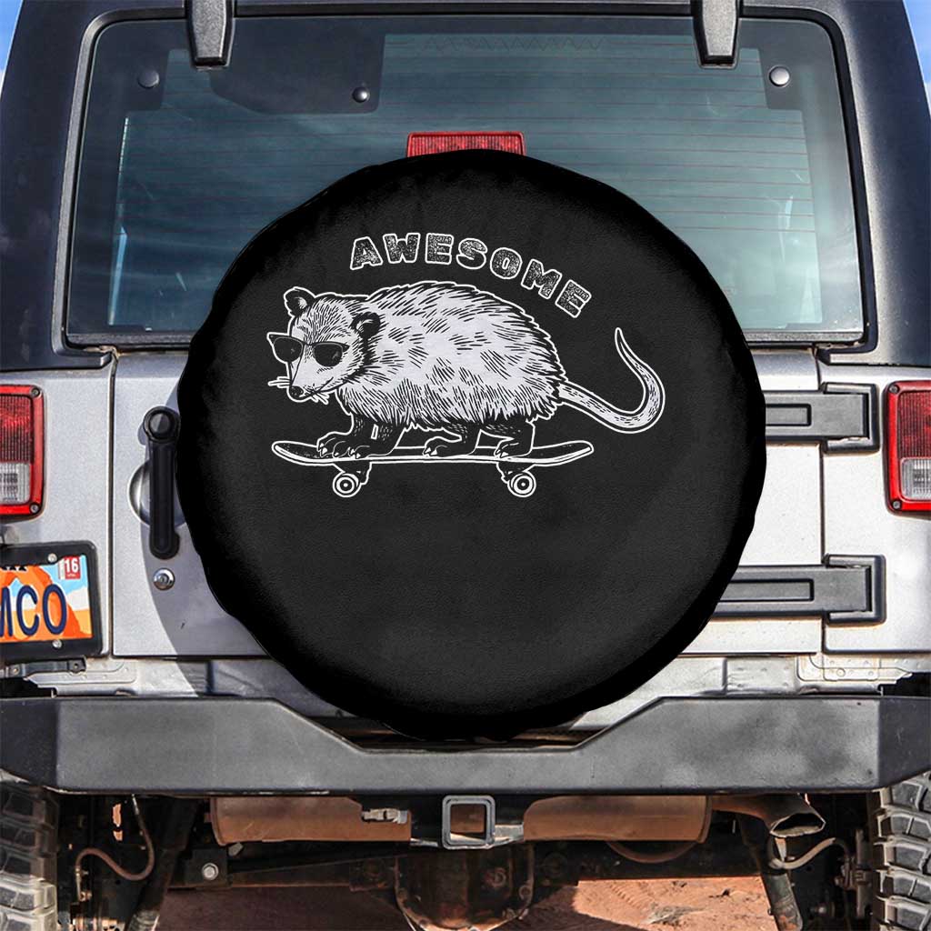 Funny Opossum Meme Spare Tire Cover Awesome Possum Cool 90s Retro Vintage Animal Lover TS02 No hole Black Print Your Wear