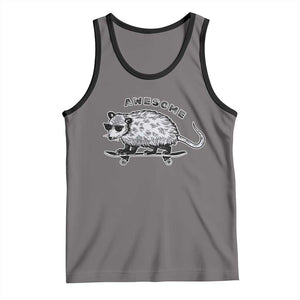 Funny Opossum Meme Tank Top Awesome Possum Cool 90s Retro Vintage Animal Lover TS02 Deep Heather Black Print Your Wear