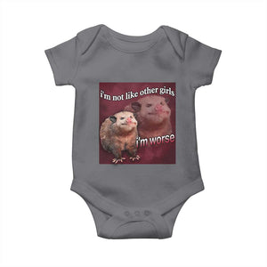 Funny Opossum Meme Baby Onesie Im Not Like Other Girls I'm Worse Possum Sarcasm Humor TS02 Charcoal Print Your Wear