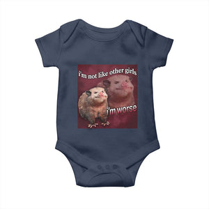 Funny Opossum Meme Baby Onesie Im Not Like Other Girls I'm Worse Possum Sarcasm Humor TS02 Navy Print Your Wear