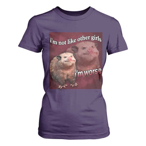 Funny Opossum Meme T Shirt For Women Im Not Like Other Girls I'm Worse Possum Sarcasm Humor TS02 Purple Print Your Wear