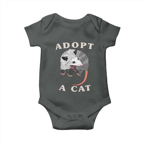 Funny Opossum Meme Baby Onesie Adopt A Cat Possum Team Trash Vibes TS02 Dark Heather Print Your Wear