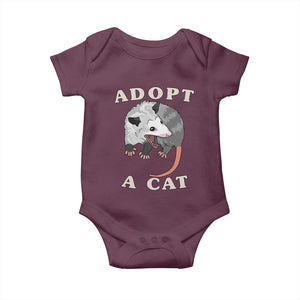 Funny Opossum Meme Baby Onesie Adopt A Cat Possum Team Trash Vibes TS02 Maroon Print Your Wear