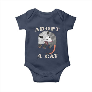 Funny Opossum Meme Baby Onesie Adopt A Cat Possum Team Trash Vibes TS02 Navy Print Your Wear