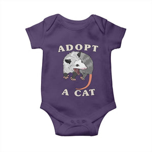 Funny Opossum Meme Baby Onesie Adopt A Cat Possum Team Trash Vibes TS02 Purple Print Your Wear