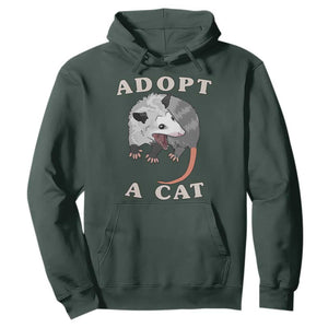 Funny Opossum Meme Hoodie Adopt A Cat Possum Team Trash Vibes TS02 Dark Forest Green Print Your Wear