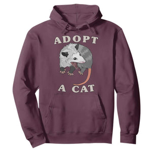 Funny Opossum Meme Hoodie Adopt A Cat Possum Team Trash Vibes TS02 Maroon Print Your Wear