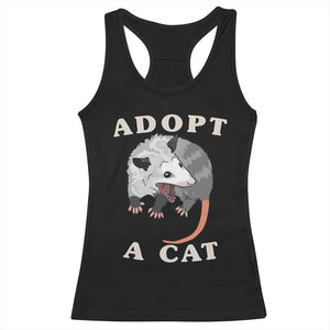 Funny Opossum Meme Racerback Tank Top Adopt A Cat Possum Team Trash Vibes TS02 Black Print Your Wear