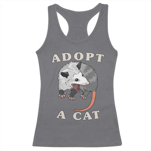 Funny Opossum Meme Racerback Tank Top Adopt A Cat Possum Team Trash Vibes TS02 Charcoal Print Your Wear