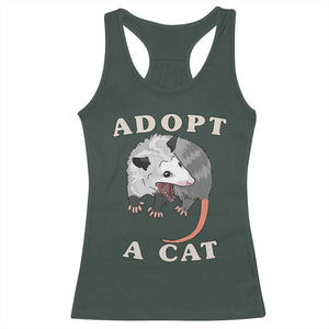 Funny Opossum Meme Racerback Tank Top Adopt A Cat Possum Team Trash Vibes TS02 Dark Forest Green Print Your Wear