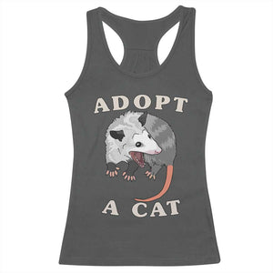 Funny Opossum Meme Racerback Tank Top Adopt A Cat Possum Team Trash Vibes TS02 Dark Heather Print Your Wear