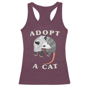 Funny Opossum Meme Racerback Tank Top Adopt A Cat Possum Team Trash Vibes TS02 Maroon Print Your Wear