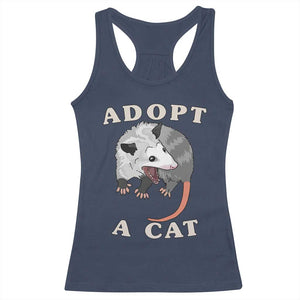 Funny Opossum Meme Racerback Tank Top Adopt A Cat Possum Team Trash Vibes TS02 Navy Print Your Wear