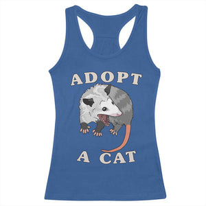 Funny Opossum Meme Racerback Tank Top Adopt A Cat Possum Team Trash Vibes TS02 Royal Blue Print Your Wear