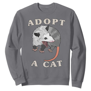 Funny Opossum Meme Sweatshirt Adopt A Cat Possum Team Trash Vibes TS02 Charcoal Print Your Wear