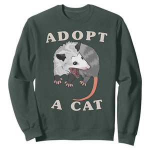 Funny Opossum Meme Sweatshirt Adopt A Cat Possum Team Trash Vibes TS02 Dark Forest Green Print Your Wear