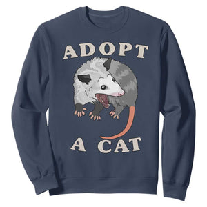 Funny Opossum Meme Sweatshirt Adopt A Cat Possum Team Trash Vibes TS02 Navy Print Your Wear