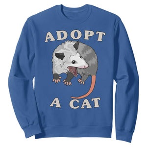 Funny Opossum Meme Sweatshirt Adopt A Cat Possum Team Trash Vibes TS02 Royal Blue Print Your Wear