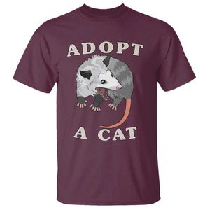 Funny Opossum Meme T Shirt Adopt A Cat Possum Team Trash Vibes TS02 Maroon Print Your Wear