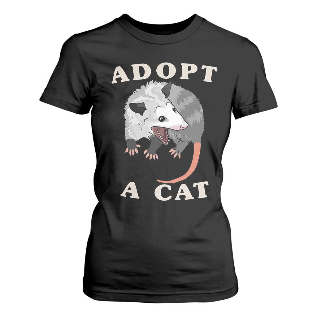 Funny Opossum Meme T Shirt For Women Adopt A Cat Possum Team Trash Vibes TS02 Black Print Your Wear