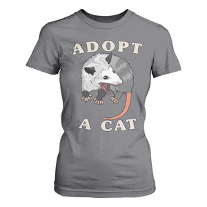 Funny Opossum Meme T Shirt For Women Adopt A Cat Possum Team Trash Vibes TS02 Charcoal Print Your Wear