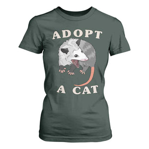 Funny Opossum Meme T Shirt For Women Adopt A Cat Possum Team Trash Vibes TS02 Dark Forest Green Print Your Wear