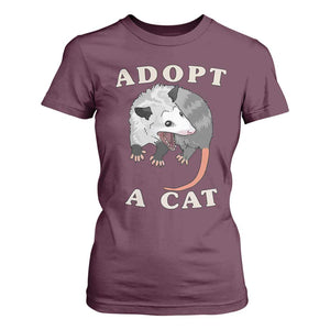 Funny Opossum Meme T Shirt For Women Adopt A Cat Possum Team Trash Vibes TS02 Maroon Print Your Wear