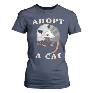 Funny Opossum Meme T Shirt For Women Adopt A Cat Possum Team Trash Vibes TS02 Navy Print Your Wear