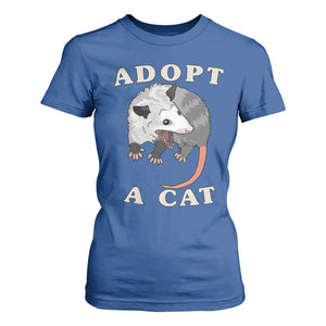 Funny Opossum Meme T Shirt For Women Adopt A Cat Possum Team Trash Vibes TS02 Royal Blue Print Your Wear