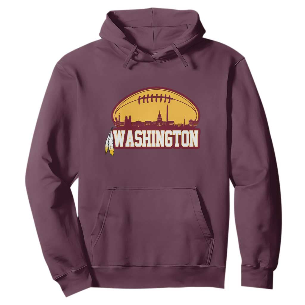 Washington Skyline Native American Feather Pride Hoodie Football Sports Fan TS02 Maroon Print Your Wear