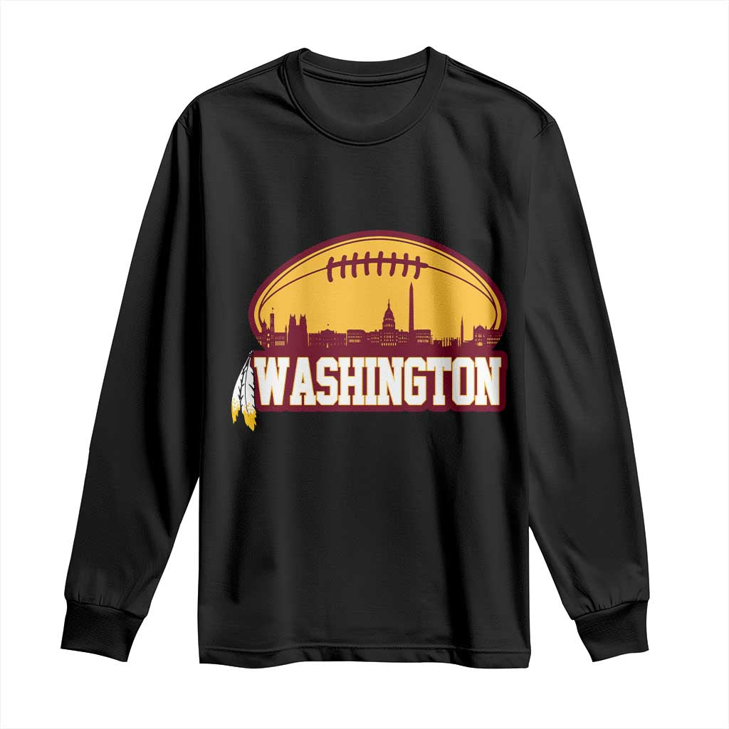 Washington Long Sleeve Shirt Football Native American Feather TS02 Black Print Your Wear