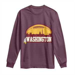 Washington Skyline Native American Feather Pride Long Sleeve Shirt Football Sports Fan TS02 Maroon Print Your Wear