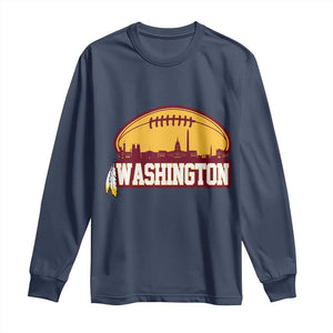 Washington Skyline Native American Feather Pride Long Sleeve Shirt Football Sports Fan TS02 Navy Print Your Wear