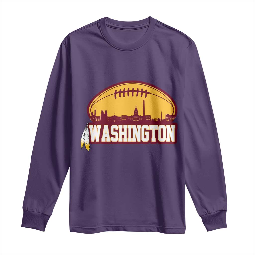 Washington Skyline Native American Feather Pride Long Sleeve Shirt Football Sports Fan TS02 Purple Print Your Wear