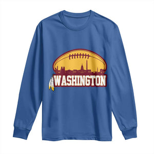 Washington Long Sleeve Shirt Football Native American Feather TS02 Royal Blue Print Your Wear