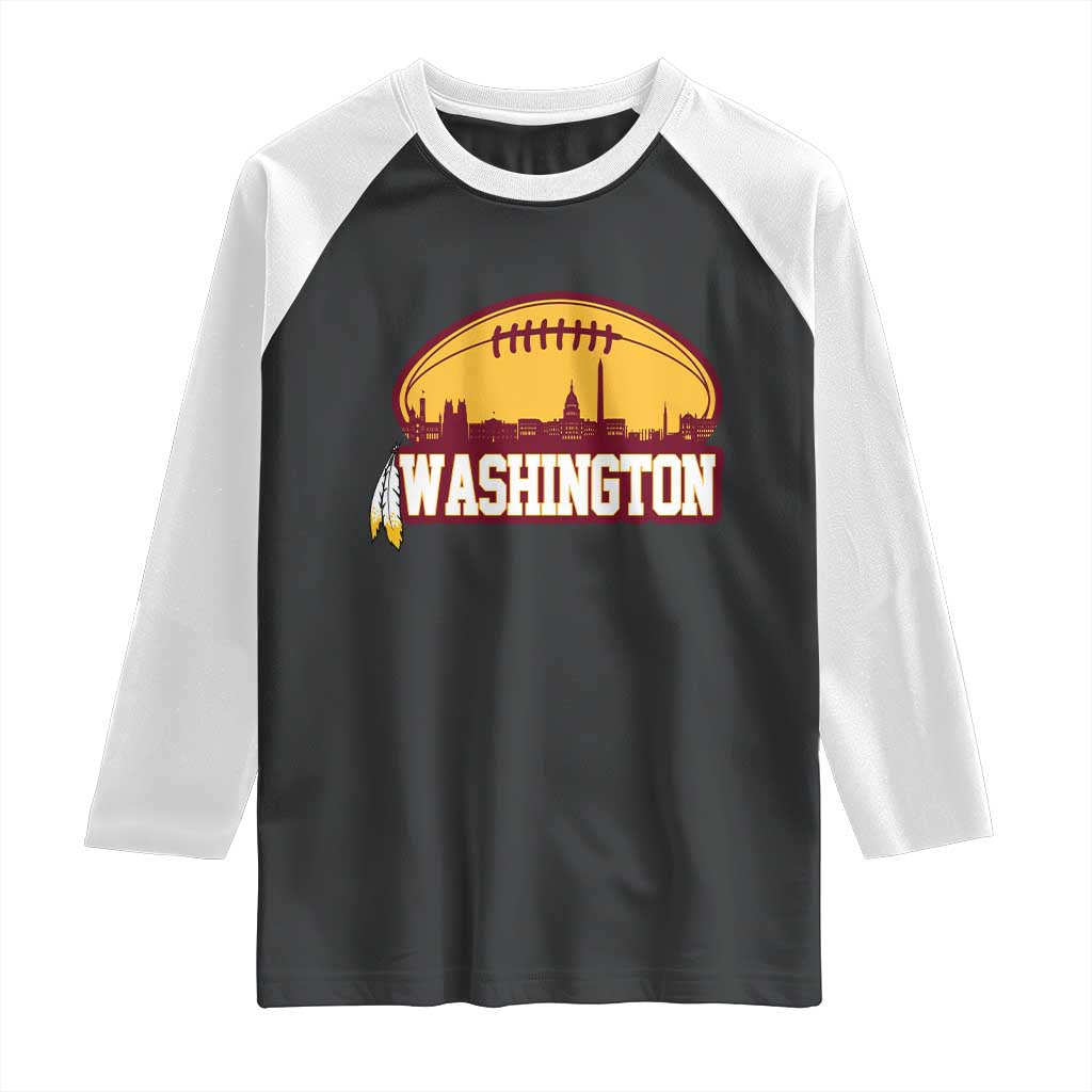 Washington Skyline Native American Feather Pride Raglan Shirt Football Sports Fan TS02 Black White Print Your Wear