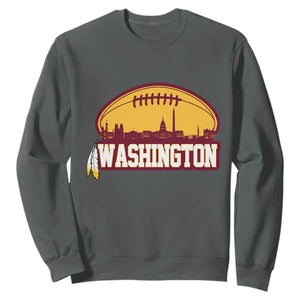 Washington Skyline Native American Feather Pride Sweatshirt Football Sports Fan TS02 Dark Heather Print Your Wear