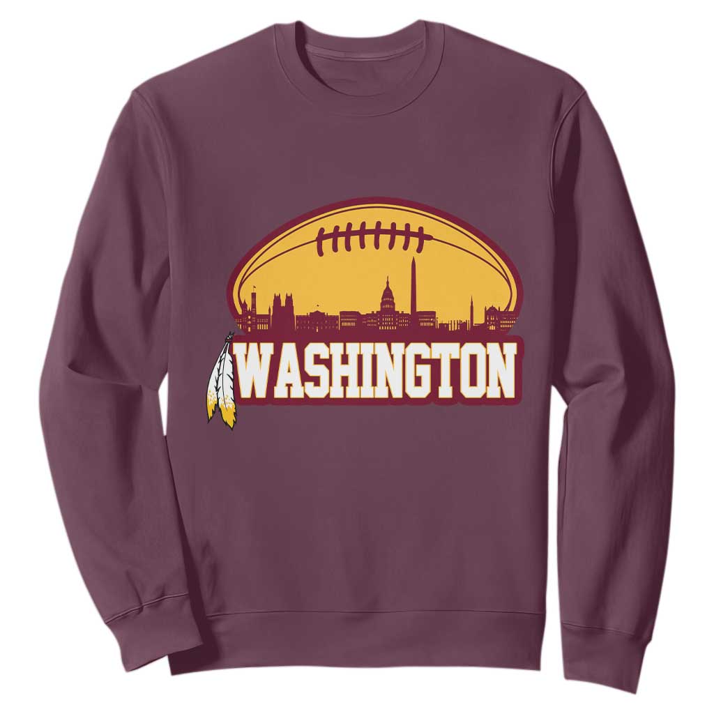 Washington Skyline Native American Feather Pride Sweatshirt Football Sports Fan TS02 Maroon Print Your Wear