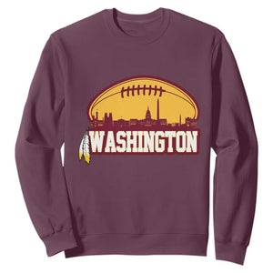 Washington Skyline Native American Feather Pride Sweatshirt Football Sports Fan TS02 Maroon Print Your Wear
