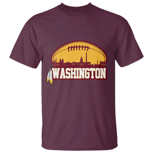 Washington Skyline Native American Feather Pride T Shirt Football Sports Fan TS02 Maroon Print Your Wear