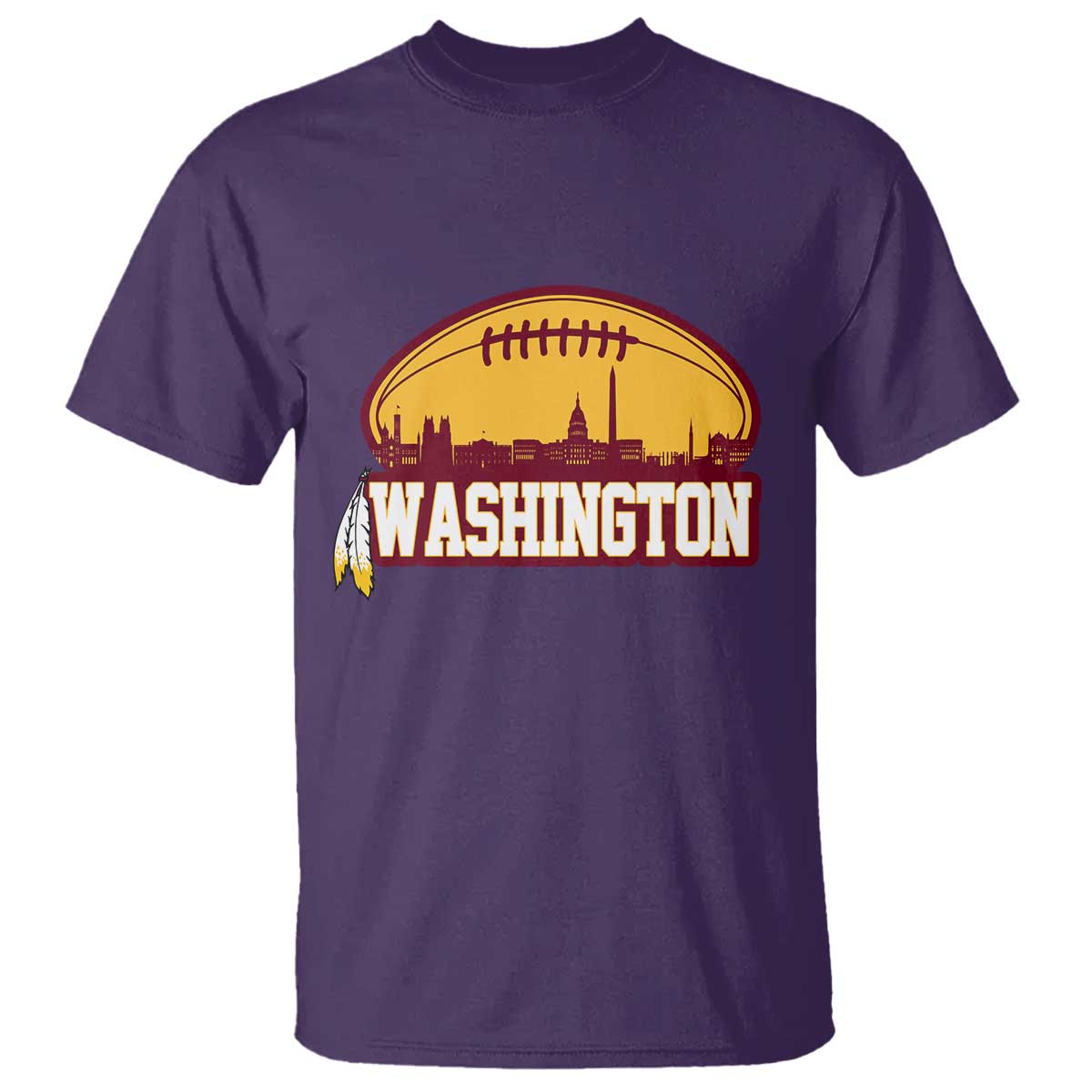 Washington Skyline Native American Feather Pride T Shirt Football Sports Fan TS02 Purple Print Your Wear