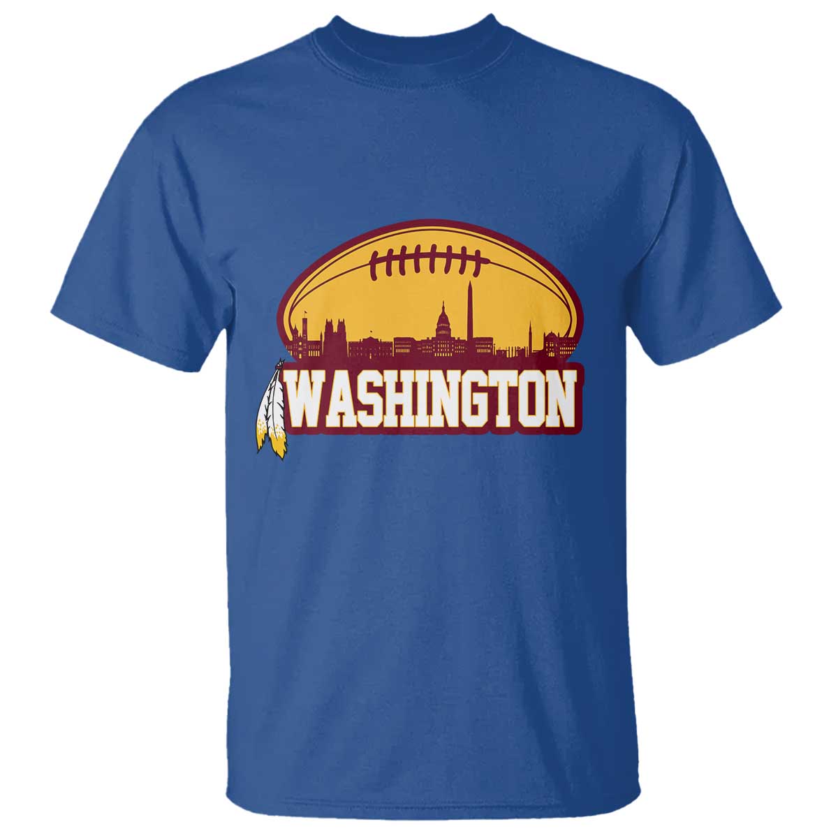 Washington Skyline Native American Feather Pride T Shirt Football Sports Fan TS02 Royal Blue Print Your Wear